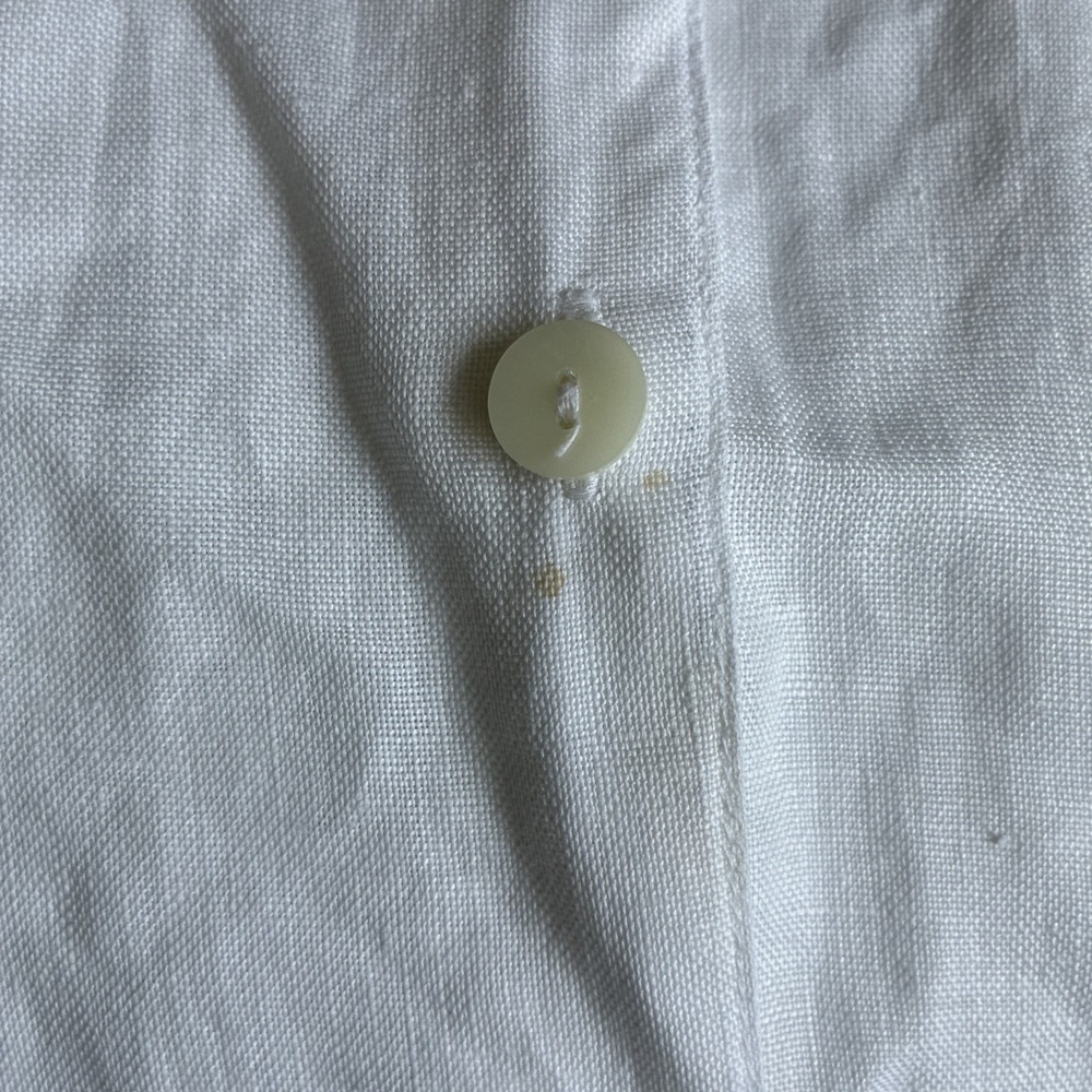 VTG Liz Claiborne Lizsport White 100% Linen Button Up Long‎ Sleeve Blouse Size S - Picture 7 of 13